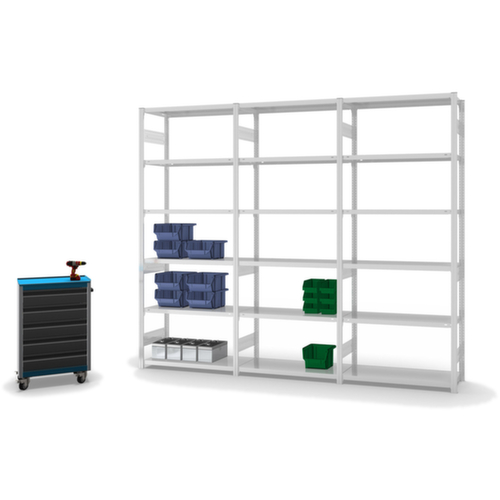 hofe Traversenregal in mittelschwerer Bauart, Höhe x Breite x Tiefe 2500 x 1010 x 435 mm, 6 Böden