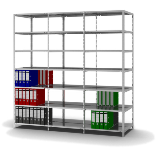 hofe Akten-Schraubregal Anbaufeld, 7 Böden, mit korrosionsschützender Zinkbeschichtung