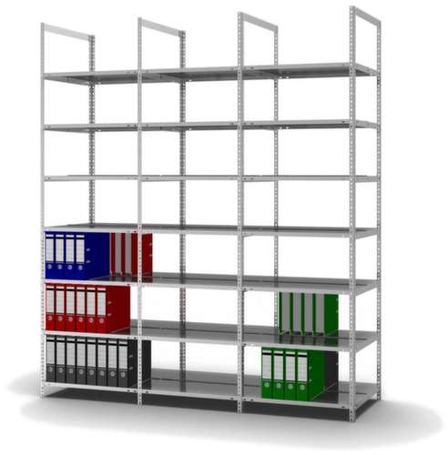 hofe Akten-Schraubregal Anbaufeld, 7 Böden, mit korrosionsschützender Zinkbeschichtung