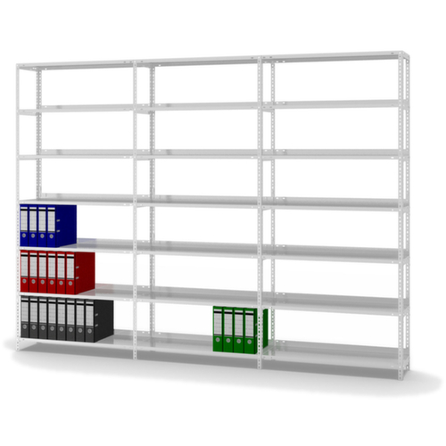 hofe Akten-Schraubregal Anbaufeld zur beidseitigen Nutzung, 6 Böden, RAL7035 Lichtgrau