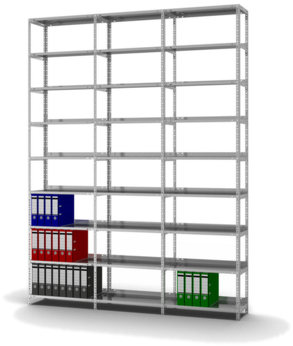 hofe Akten-Schraubregal Anbaufeld zur beidseitigen Nutzung, 8 Böden, mit korrosionsschützender Zinkbeschichtung