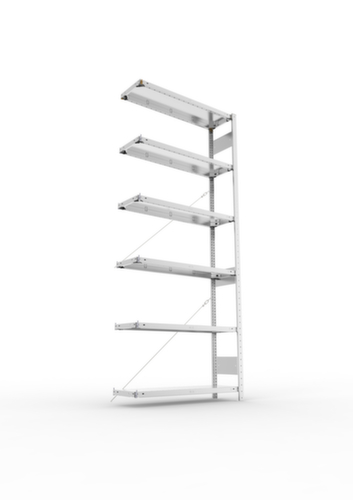 META System-Steckregal CLIP Anbaufeld, Höhe x Breite x Tiefe 2500 x 1006 x 336 mm, 6 Böden