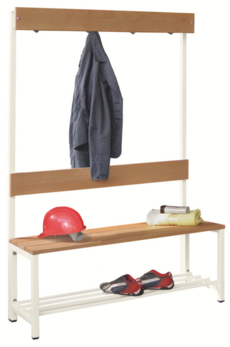 PAVOY Umkleidebank Basis mit Haken und Holzleisten