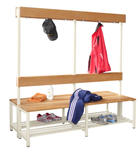 PAVOY Umkleidebank Basis mit Haken und Holzleisten