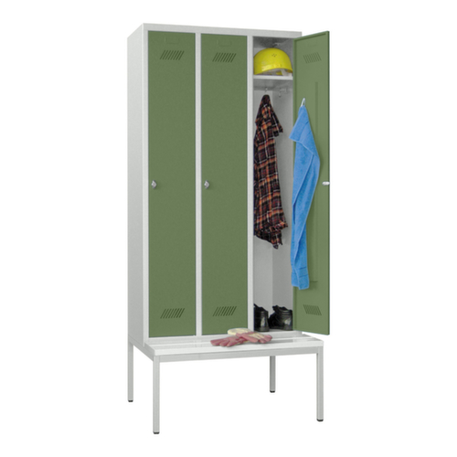 PAVOY Umkleideschrank Basis mit Sitzbank + 3 Abteile, Abteilbreite 300 mm