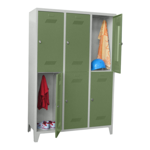 PAVOY Doppelstöckiger Garderobenschrank Basis mit 3x2 Abteilen, Abteilbreite 400 mm