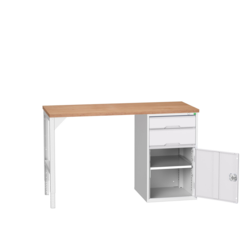 bott Werkbank verso, 2 Schubladen, 1 Schrank, RAL7035 Lichtgrau/RAL7035 Lichtgrau
