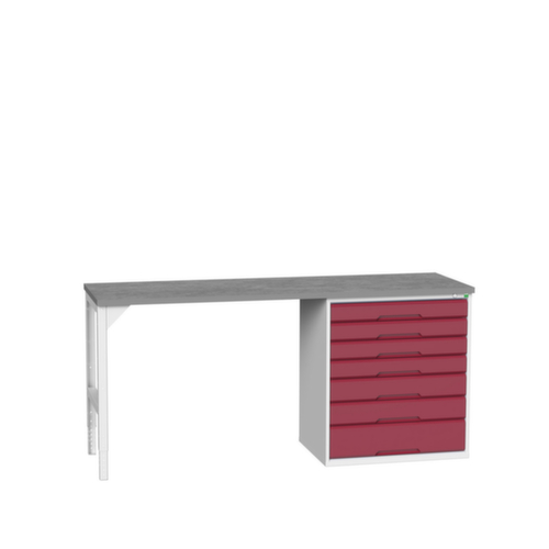 bott Werkbank verso, 7 Schubladen, RAL7035 Lichtgrau/RAL3004 Purpurrot