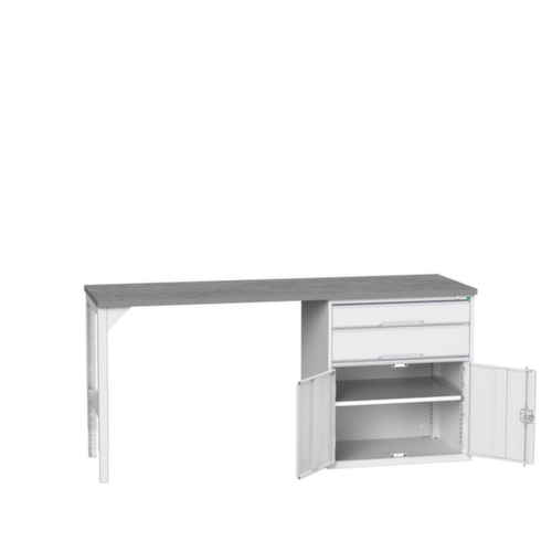 bott Werkbank verso, 2 Schubladen, 1 Schrank, RAL7035 Lichtgrau/RAL7035 Lichtgrau