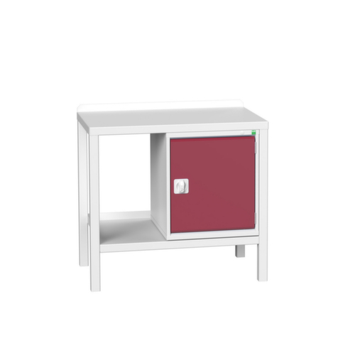bott Werkbank verso, 1 Schrank, 1 Ablageboden, RAL7035 Lichtgrau/RAL3004 Purpurrot