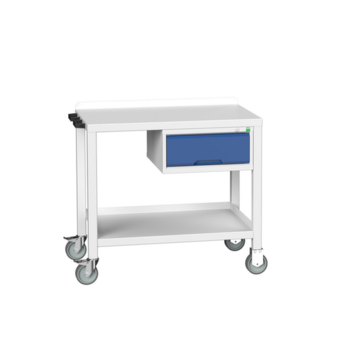 bott Mobile Werkbank verso, 1 Schublade, 1 Ablageboden, 1 Schiebebügel, RAL7035 Lichtgrau/RAL5010 Enzianblau