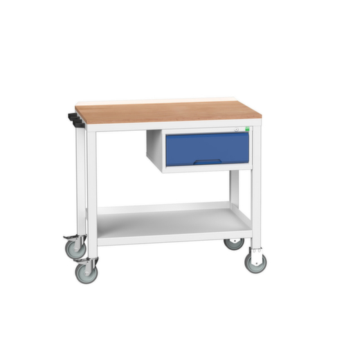 bott Mobile Werkbank verso, 1 Schublade, 1 Ablageboden, 1 Schiebebügel, RAL7035 Lichtgrau/RAL5010 Enzianblau