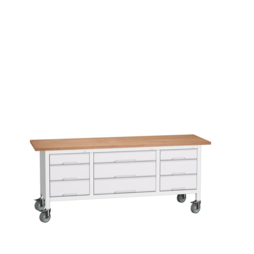 bott Fahrbare Kastenwerkbank verso, 9 Schubladen, RAL7035 Lichtgrau/RAL7035 Lichtgrau