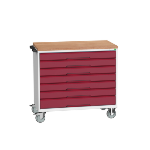 bott Werkzeugwagen verso, 7 Schubladen, RAL7035 Lichtgrau/RAL3004 Purpurrot