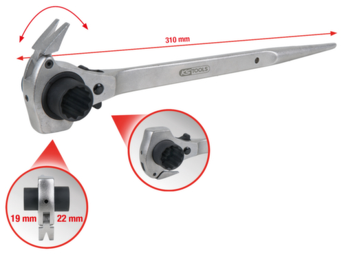 KS Tools 4 in 1 Gerüstbauschlüssel