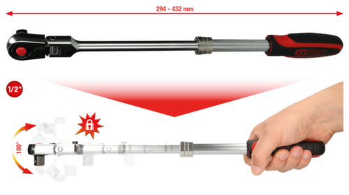 KS Tools 1/2" SlimPOWER Teleskop-Gelenk-Umschaltknarre