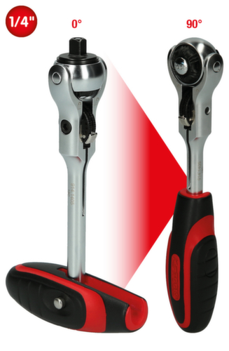KS Tools 1/4" MODIFIX Mini-T-Griff-Schwenkkopf-Knarre