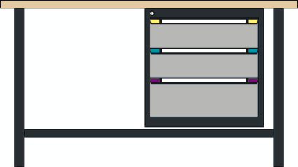 Thurmetall Werkbank, 3 Schubladen, 1 Ablageboden