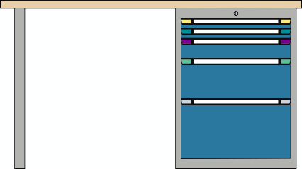 Thurmetall Werkbank, 5 Schubladen