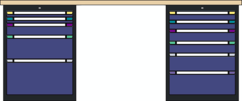 Thurmetall Werkbank, 11 Schubladen