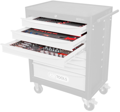 KS Tools Universal-Systemeinlagen-Satz für 3 Schubladen mit 215 Premium-Werkzeugen