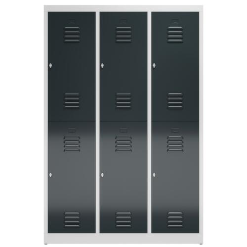 Doppelstöckiger Garderobenschrank ClassiX, Abteilbreite 395 mm