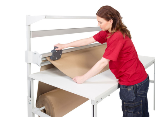 Treston Komplettpacktisch mit Lochplatte und Abrollvorrichtung, Breite x Tiefe 1800 x 900 mm