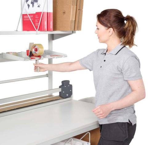 Treston Komplettpacktisch mit Lochplatte und Abrollvorrichtung, Breite x Tiefe 1800 x 900 mm