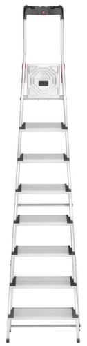 Hailo Einseitige Stufenstehleiter ComfortLine L80 mit XXL-Stufen, 8 extra tiefe Riffelblechstufen