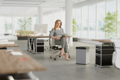 Hailo Abfallbehälter Big-Box Swing L mit selbstschließendem Schwingdeckel, 35 l, silber