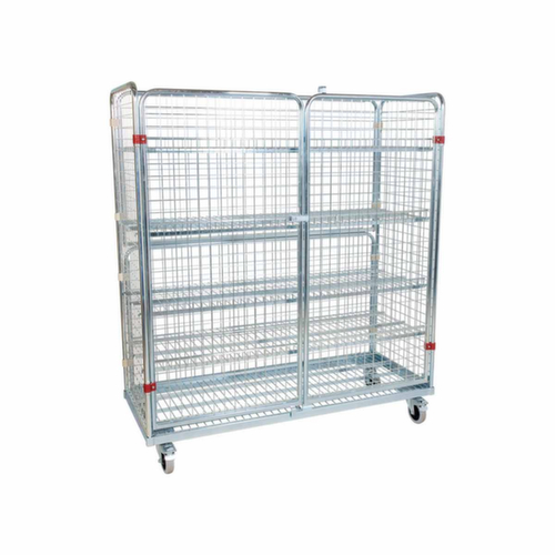 Rollbehälter mit 3 Wänden, Traglast 500 kg, Länge x Breite 620 x 1500 mm