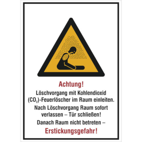 Warnkombischild SafetyMarking® "Achtung! Löschvorgang mit Kohlendioxid (CO2)-Feuerlöscher"