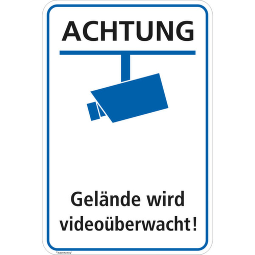 Hinweisschild SafetyMarking®, "Achtung Gelände wird videoüberwacht"