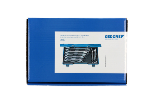 GEDORE 7 R-012 Satz Maulschlüssel mit Ringratsche 12-teilig 8-19 mm