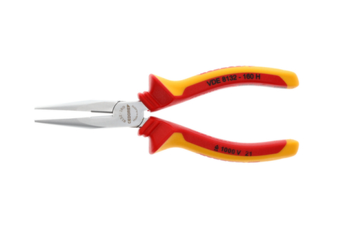GEDORE VDE 8132-160 H VDE-Flachrundzange mit Hüllenisolierung 160 mm