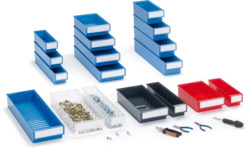 Treston Transparenter Kleinteilebehälter mit großer Griffmulde, transparent, Tiefe 300 mm