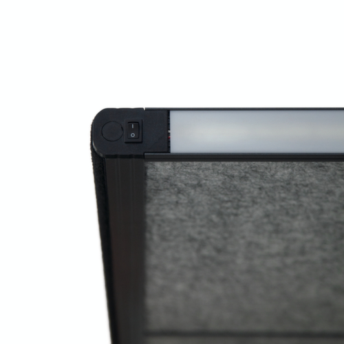 MAUL Stellwand-Tafel MAULconnecto Uplight, Höhe x Breite 1800 x 1000 mm, Wand dunkelgrau