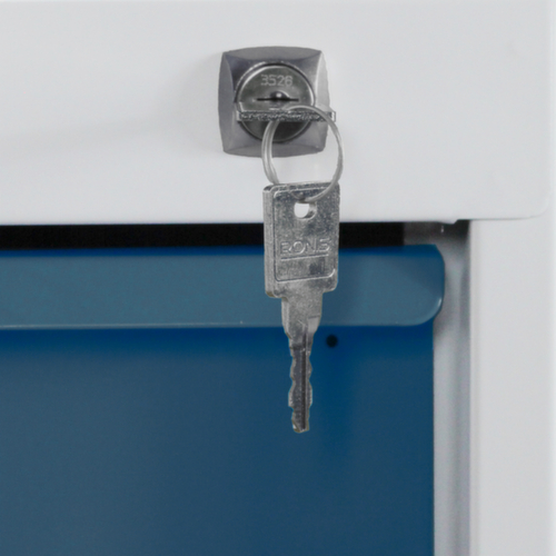 Fahrbare Werkbank, 4 Schubladen, 1 Ablageboden, RAL7035 Lichtgrau/RAL7016 Anthrazitgrau