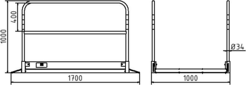 Schake Grabenbrücke mit Trittfläche aus Aluminium, Länge x Breite 1700 x 1000 mm