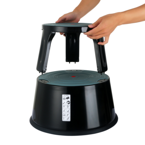 UDOBĂR Robuster Rolltritt fĂŒr starke Beanspruchung, Metall, RAL9005 Tiefschwarz