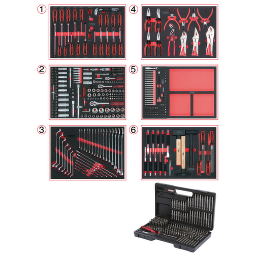 KS Tools ECOline SCHWARZ/ROT Werkstattwagen mit 7 Schubladen und 598 Premium-Werkzeugen
