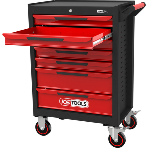 KS Tools ECOline SCHWARZ/ROT Werkstattwagen mit 7 Schubladen und 598 Premium-Werkzeugen