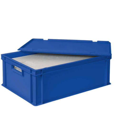 Euronorm-Stapelbehälter mit Isolierbox, blau, Inhalt 44,5 l, Auflagedeckel für Isolierbox