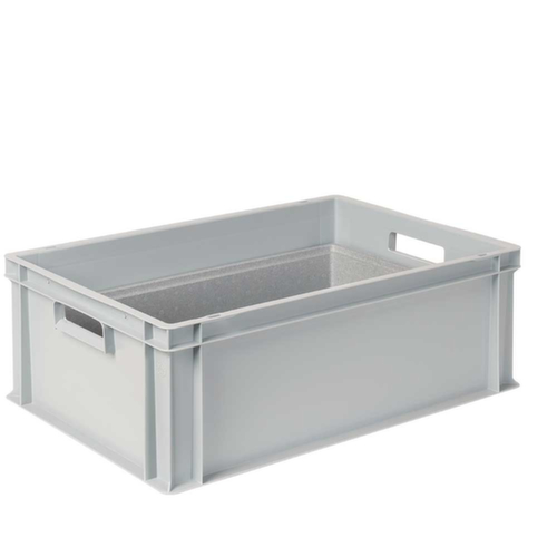 Euronorm-Stapelbehälter mit Isolierbox, grau, Inhalt 44,5 l, Auflagedeckel für Isolierbox