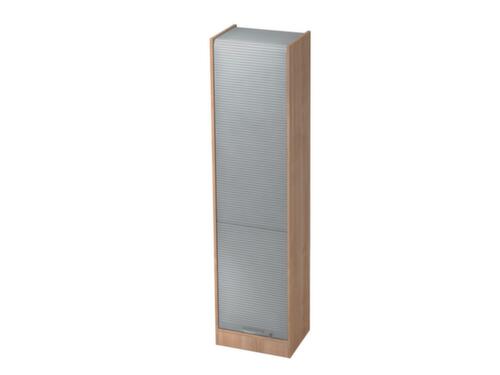 Rollladenschrank, 5 Ordnerhöhen, Nussbaum/silber