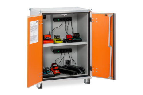 Explosionsgeschützter Lithium-Ionen-Ladeschrank PREMIUM 8/10 unterfahrbar, Höhe x Breite x Tiefe 1110 x 800 x 660 mm