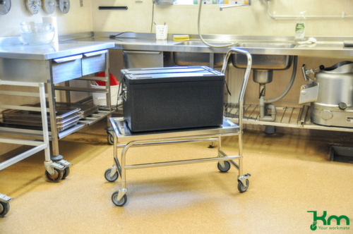 Kongamek Edelstahl-Schiebebügelwagen, Traglast 100 kg, Ladefläche 735 x 390 mm