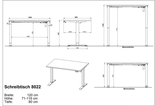 Elektrisch höhenverstellbarer Schreibtisch GW-PROFI 3.0