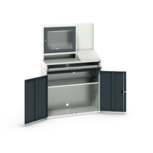bott Computerschrank verso mit Monitorfach, RAL7035 Lichtgrau/RAL7016 Anthrazitgrau