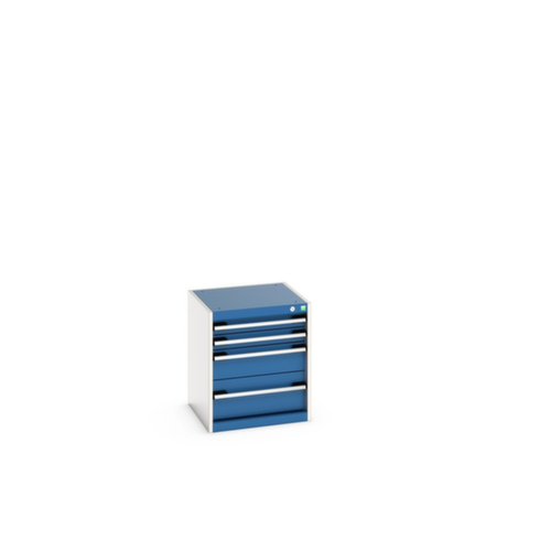 bott Schubladenschrank cubio Grundfläche 525x525 mm, 4 Schublade(n), RAL7035 Lichtgrau/RAL5010 Enzianblau